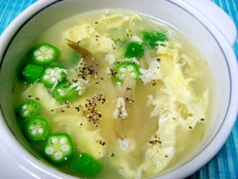 オクラとみょうがの中華スープ